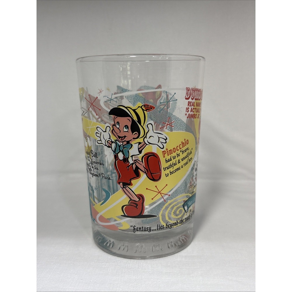 Vintage McDonalds Disney World Glass 100 Years of Magic Pinocchio Dumbo Bambi